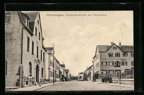 AK Waiblingen, Frohnackerstrasse mit Vereinshaus