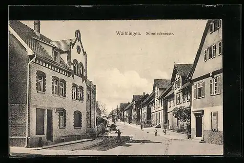 AK Waiblingen, Partie in der Schmiedenerstrasse