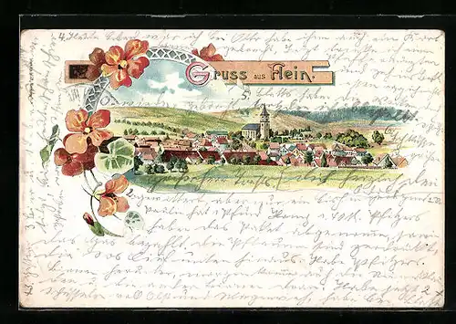 Lithographie Flein, Gesamtansicht des Ortes