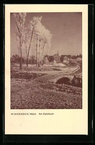 AK Winnenden, Am Zipfelbach mit Brücke