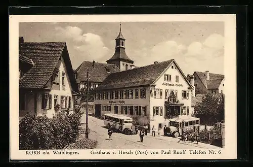 AK Korb o. a. Waiblingen, Gasthaus zum Hirsch Post von Paul Ruoff