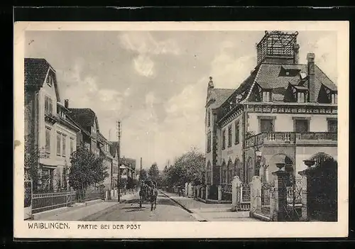 AK Waiblingen, Strassenpartie mit Post