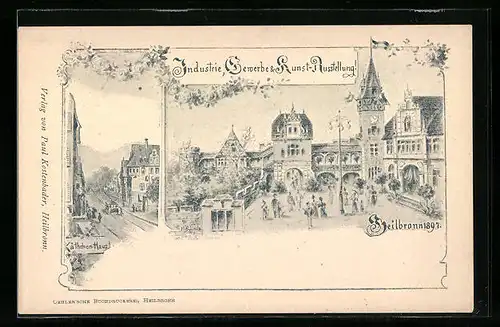 Lithographie Heilbronn, Industrie, Gewerbe & Kunst-Ausstellung 1897, Käthchen-Haus