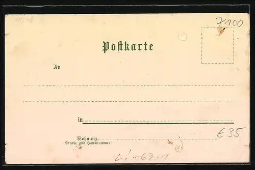 Lithographie Heilbronn, Teilansicht, Industrie- Gewerbe- und Kunst-Ausstellung 1897