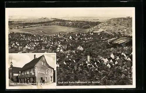 AK Korb-Steinreinach, Totalansicht, Cafe und Weinstube Zur Traube Hermann Müller