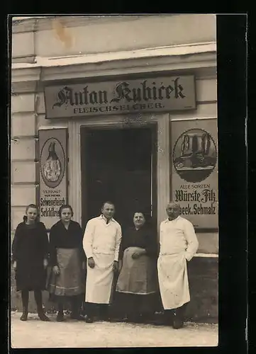 Foto-AK Wien, Fleischselcher Anton Kubicek, Horneckergasse 10