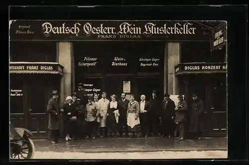 Foto-AK Wien, Deutsch Oesterr. Wein Austerkeller Franz Diglas, Singerstr. 6