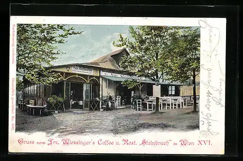 AK Wien, F. Wiessingers Cafe-Restaurant Steinbruch