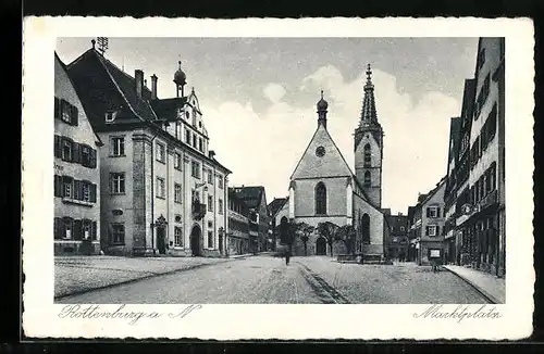 AK Rottenburg a. N., Marktplatz mit Konditorei und Kirche