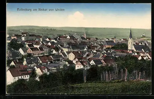 AK Rottenburg am Neckar, Teilansicht mit Kirche von Westen