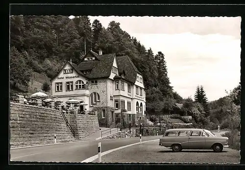 AK Raumünzach /Murgtal, Hotel Wasserfall mit Strasse