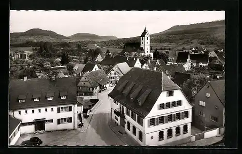 AK Mössingen, Ortsansicht mit Rathaus aus der Vogelschau