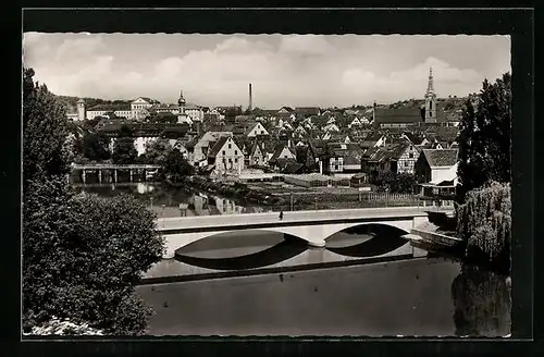 AK Rottenburg /Neckar, Ortsansicht mit Brücke