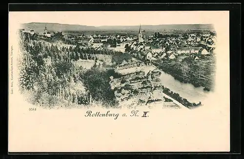 AK Rottenburg /Neckar, Ortsansicht mit Neckar aus der Vogelschau