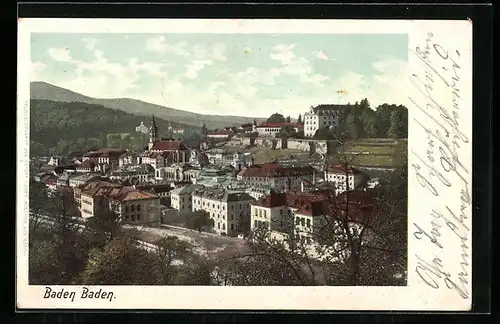 AK Baden-Baden, Ortsansicht aus der Vogelschau