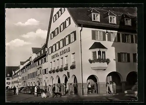 AK Freudenstadt, Partie am Markt, Hotel Krone