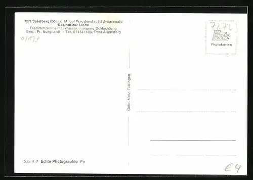 AK Spielberg b. Freudenstadt, Gasthof zur Linde