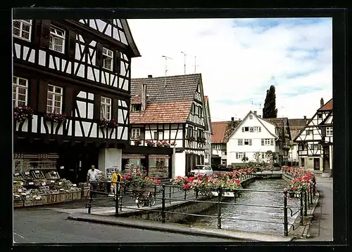 AK Oberkirch im Renchtal, Flusspartie im Ort mit Spar-Markt