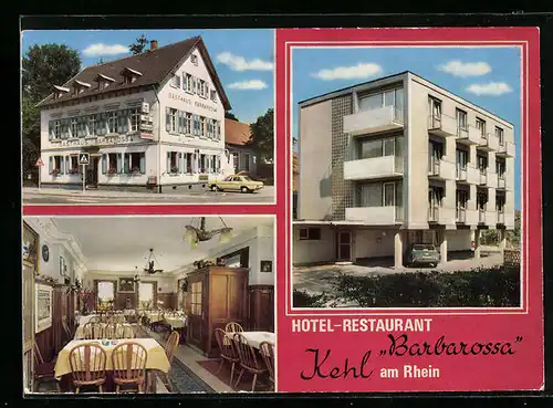 AK Kehl am Rhein, Hotel-Restaurant Barbarossa, Hauptstrasse 120