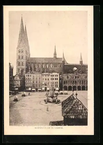 AK Lübeck, Blick auf Marienkirche