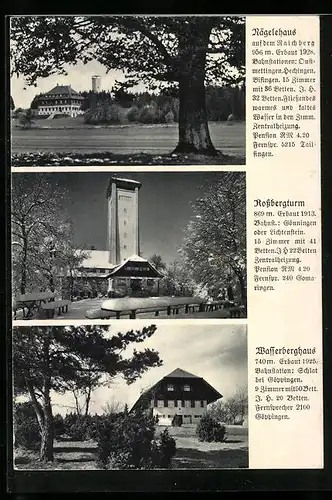 AK Göppingen, Wasserberghaus, Rossbergturm, Nägelehaus