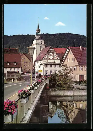 AK Künzelsau, Kocherbrücke und Evangelische Kirche