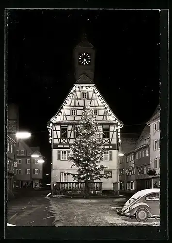 AK Künzelsau, Rathaus zur Weihnachtszeit
