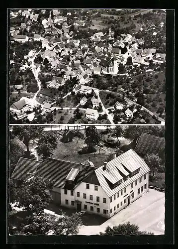 AK Neubulach /Krs. Calw, Ortsansicht aus der Vogelschau, Gasthof-Pension zum Lamm, Bes. Fam. Adrion