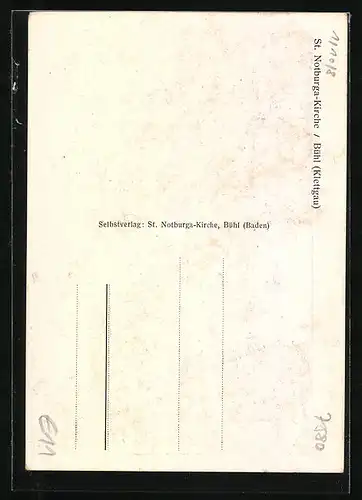 Künstler-AK Bühl, Ortsansicht von Süd-West, Käpelle-Kreuz, Altes Zollhaus, St. Notburga-Kirche