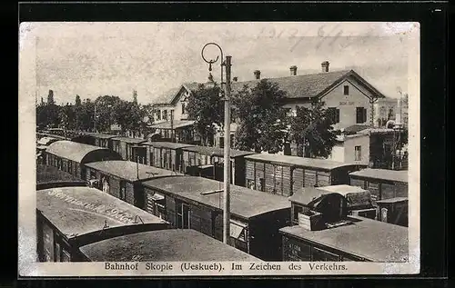 AK Skopje / Ueskueb, Im Zeichen des Verkehrs, Bahnhof