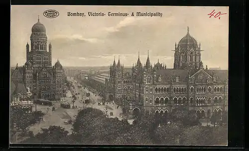 AK Bombay, Victoria Terminus and Municipal Office, Bahnhof