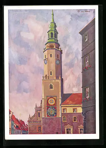 Künstler-AK Görlitz, Der Rathausturm