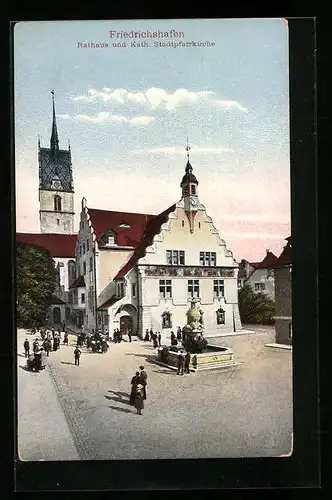 AK Friedrichshafen, Rathaus und kath. Kirche