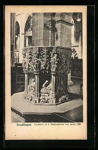 AK Reutlingen, Taufstein in der Marienkirche