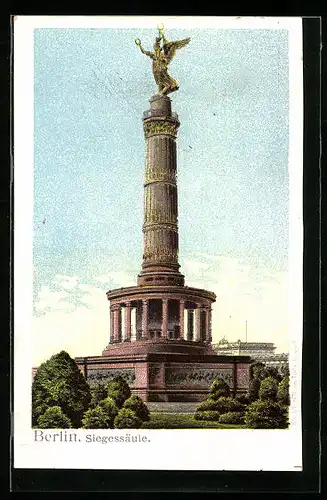 Lithographie Berlin-Tiergarten, Die Siegessäule