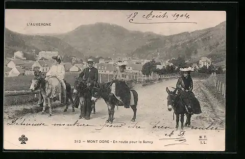 AK Mont-Dore, En route pour le Sancy, Ausflug auf Eseln