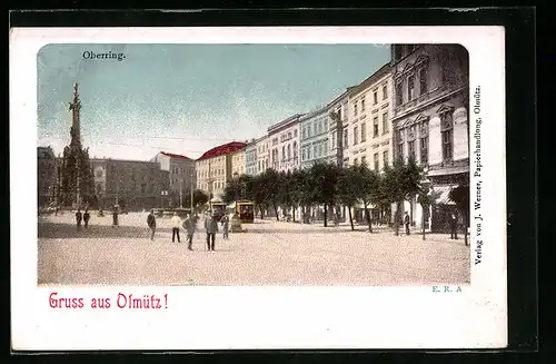AK Olmütz, Oberring mit Strassenbahn