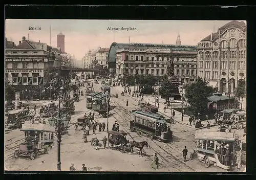 AK Berlin, Strassenbahn am Alexanderplatz