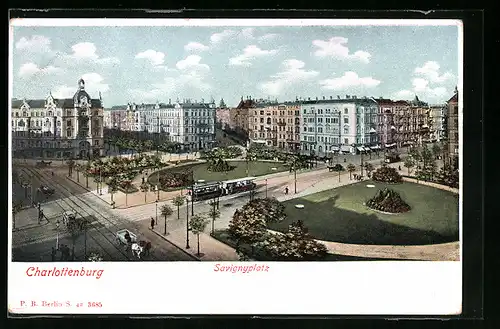 AK Charlottenburg, Strassenbahn am Savignyplatz