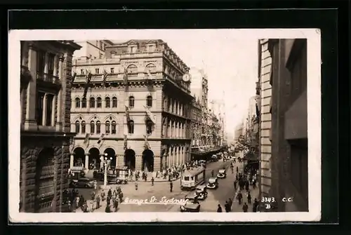AK Sydney, George St., Strassenbahn