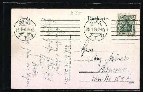 AK Kiel, Stadttheater mit Strassenbahn