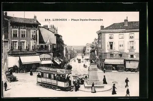 AK Limoges, Place Denis-Dussoubs, Strassenbahn
