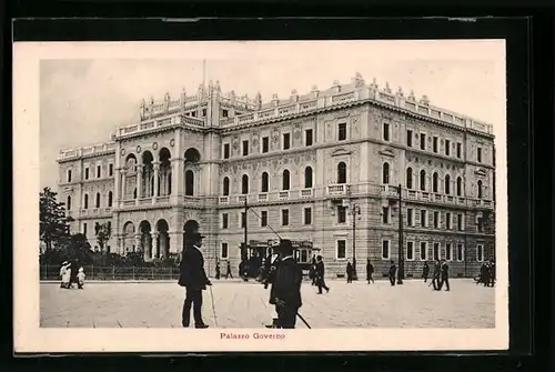 AK Triest, Palazzo Governo, Strassenbahn