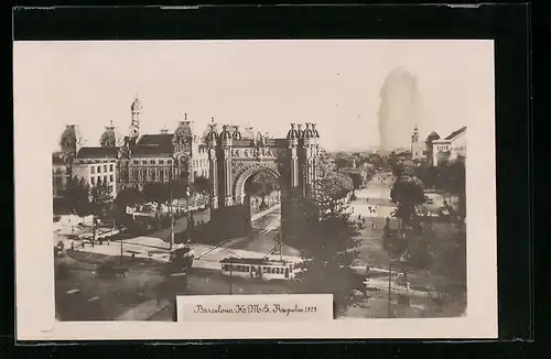 AK Barcelona, K.M.S. Repulse 1929, Strassenbahn