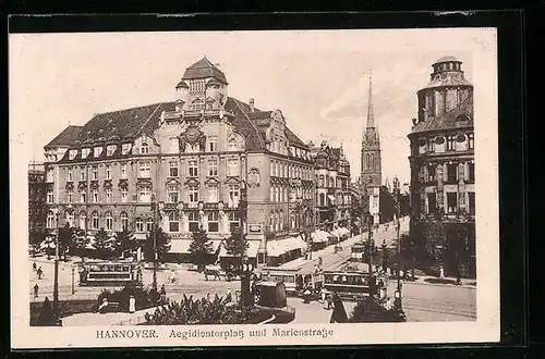 AK Hannover, Aegidientorplatz und Marienstrasse mit Strassenbahn