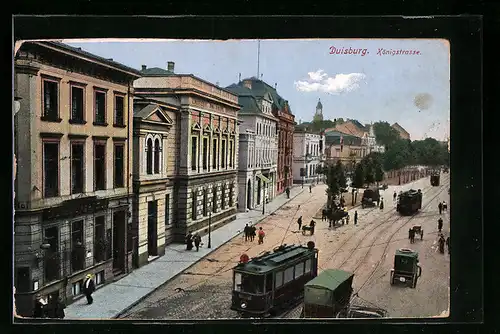 AK Duisburg, Königstrasse mit Strassenbahn