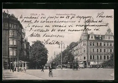 AK Cöln a. Rh., Strassenbahn am Hohenzollern-Ring
