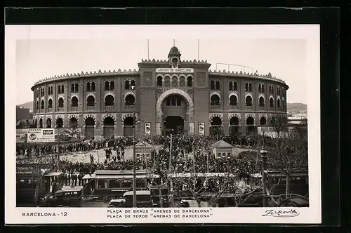 AK Barcelona, Plaza de Toros Arenas de Barcelona, Strassenbahn