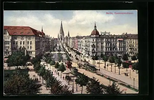 AK Berlin, Tauentzienstrasse mit Strassenbahn