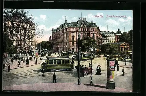AK Berlin, Strassenbahn am Potsdamerplatz
